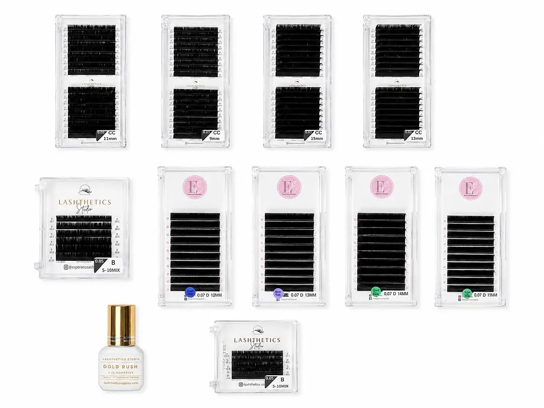 Professional lash supplies used by Lashes By Elma